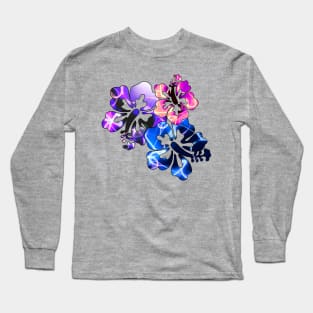 Hibiscus Trio - Multicolor Long Sleeve T-Shirt